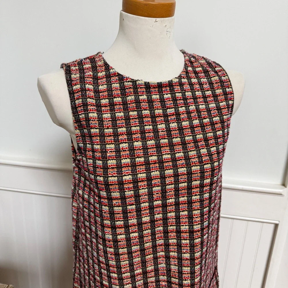 NWT ZARA Plaid Tweed‎ Sleeveless Mini Dress with Pocket Detail Women's Size M
